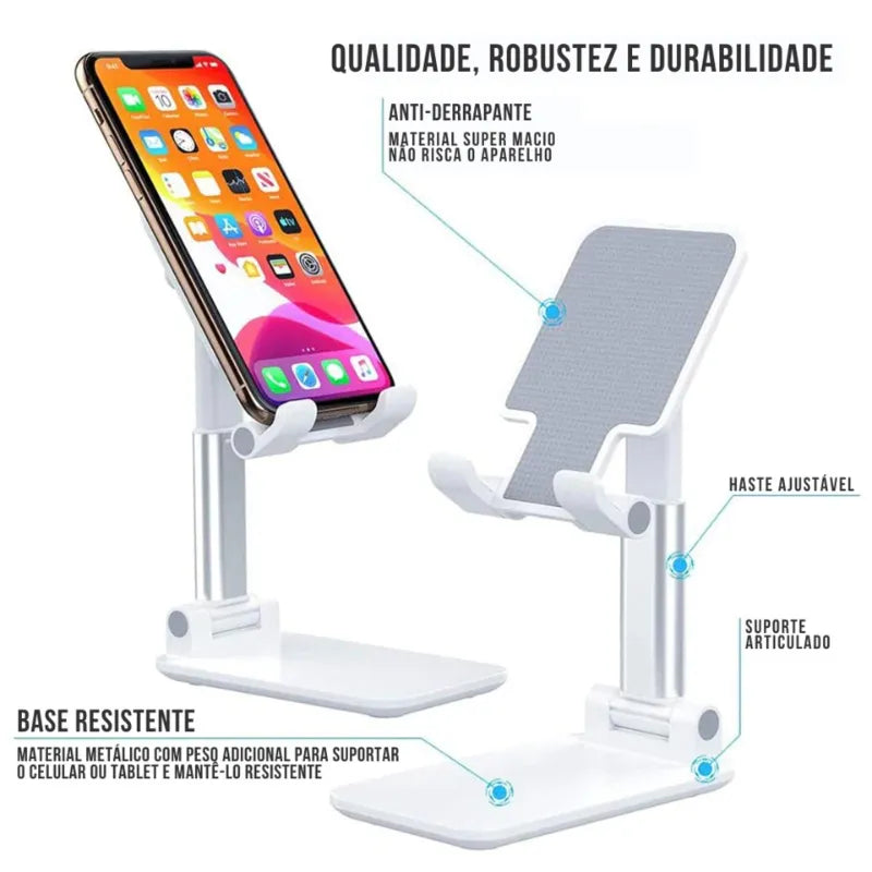 Suporte Universal Para Celular/Tablet Dobrável e Portátil Ajustável e Ergonômico