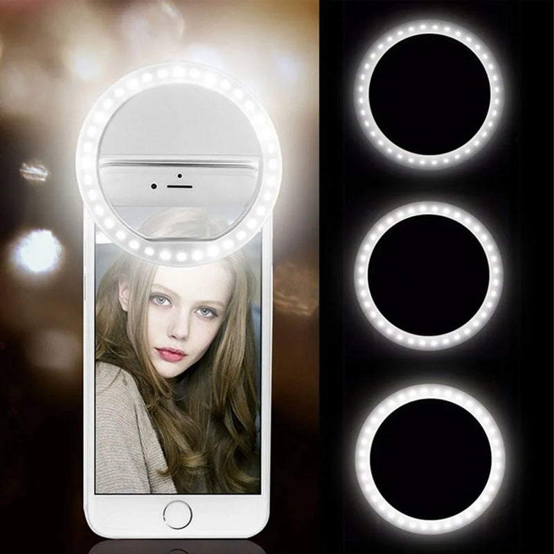 Clipe Universal formato de Anel com Luz para Selfie e Fotos